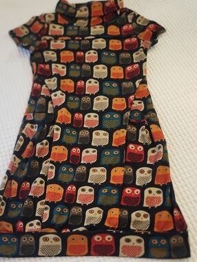 Maya Multicolor Owl Print Dress